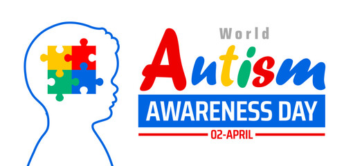 World Autism awareness day background banner or poster design template with child and Autism design. Autism is a Developmental disability caused by difference in brain. observed every year in April.