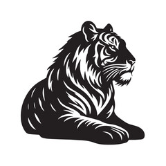 Set of big tigers. Collection of portraits of predatory wild cats. Set of wildlife and fauna dwellers. Vector illustration on a white background. Tattoo, Tigers - wild animals, vector design of tigers
