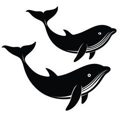 Dolphin icon. Black silhouette of a dolphin. Dolphin symbol. Vector illustration, Dolphin jumping silhouette on white background. Dolphin icon sign vector illustration design., Dolphin Silhouette Bund