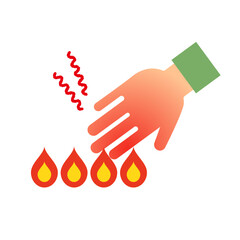 Hand burned by gas fire. Vector.