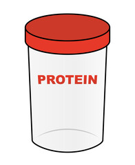 Red lidded protein shaker icon. Vector.