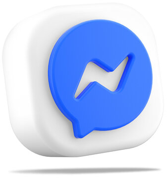 Valencia, Spain - March, 2025: Messenger logo isolated with transparent background, cut out icon floating in 3D rendering. Facebook Messenger is a messaging app developed by Meta