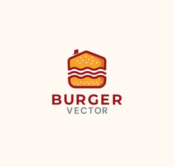 Burger house vector logo design 