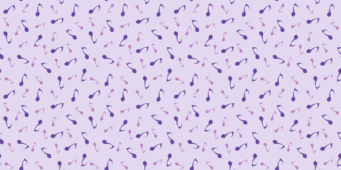 A seamless pattern of purple musical notes scattered across a light purple background, creating a soft and musical design.