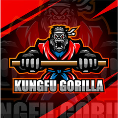 Kungfu gorilla esport mascot logo