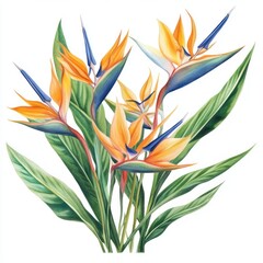 Bird of Paradise Flowers in Watercolor By Generated AI