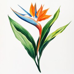 Bird of Paradise Flowers in Watercolor By Generated AI