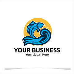 Modern and minimalist fish logo concept with smooth lines and a bold color palette. Suitable for seafood products, fishing companies, or any business with an aquatic theme. Vector format included