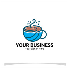 Eye-catching coffee mug logo concept with smooth lines and a vibrant color palette. Suitable for coffee roasters, online coffee stores, or breakfast cafes. Customizable vector for easy adjustments