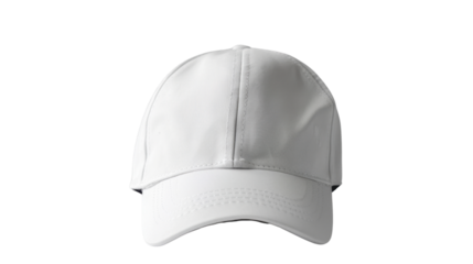 Close-up of white baseball cap on transparent background, perfect for mockups