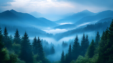 Fototapeta premium Misty Blue Mountains