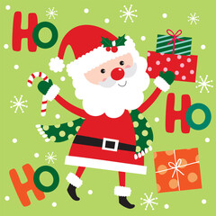Cute Santa Claus For Christmas Card or Bag design