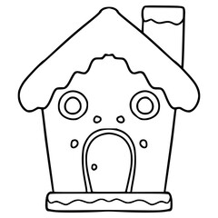 house shaped gingerbread illustration hand drawn outline vector