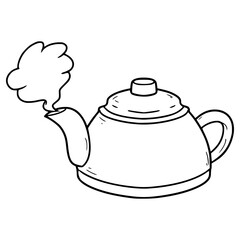 boiling kettle illustration hand drawn outline vector