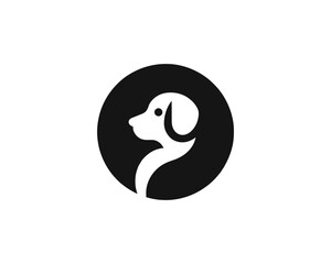 Silhouette Dog Logo Design Template. Black and White Dog Icon Vector Illustration.