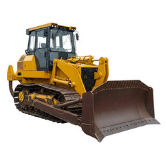 Fototapeta premium Construction machinery shot from different angles isolated on transparent background (PNG). Perfect for advertising, construction theme or industrial projects. Realistic image with detailed texture.
