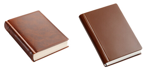 Two Elegant Brown Books on White Background for Creative and Educational Use