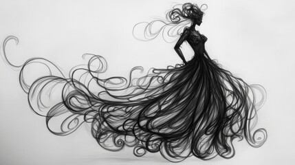 Fototapeta premium An intricate gothic witchy dress design emerges, woven from layers of rich, golden cheese, its haunting silhouette both luxurious and surreal. 