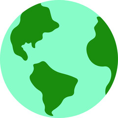 Earth globe with continents and oceans. Icon of world or planet drawn concept. Design for flat vector illustration isolated.