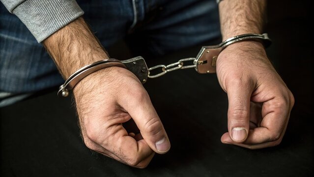 a close-up shot of hands in handcuffs