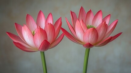 Fototapeta premium Two vibrant pink lotus flowers