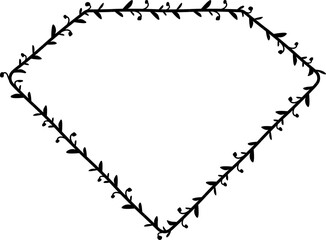 Diamond frame wreath simple shape vector Leaves border floral photo frame romantic Botanical Branches decoration 