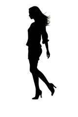 Elegant silhouette of walking woman