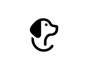 Silhouette Dog Logo Design Template. Black and White Dog Icon Vector Illustration.