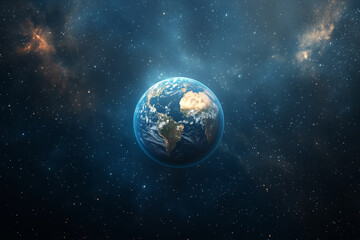 Obraz premium An image of Earth in space surrounded by stars, capturing a cosmic and scientific feel. Perfect for space and astronomy visuals.