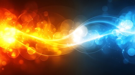 Abstract fiery and icy waves merging.