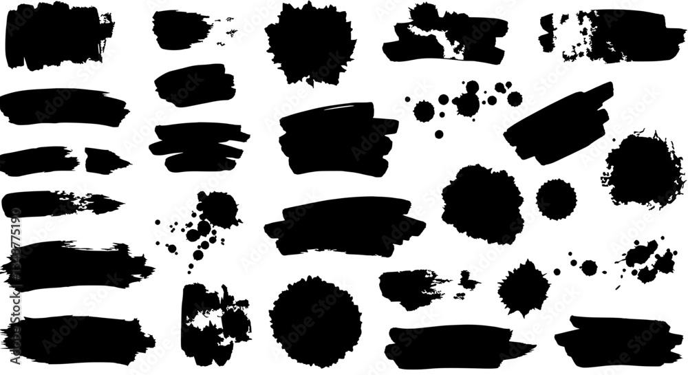 Poster ink splatter and brush strokes: a collection of dynamic ink splatters and expressive brush strokes, 
