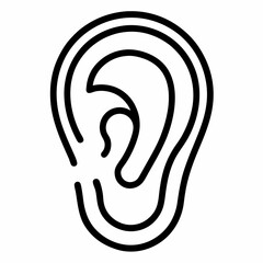 Ear outline icon on white background 
