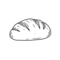 Artisan Bread: A detailed, hand-drawn illustration of a fresh loaf of artisan bread, showcasing the simplicity and appeal of a classic baked good.