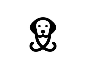 Silhouette Dog Logo Design Template. Black and White Dog Icon Vector Illustration.