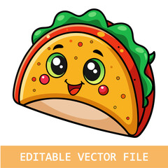 Taco Mexican food flat clipart illustration