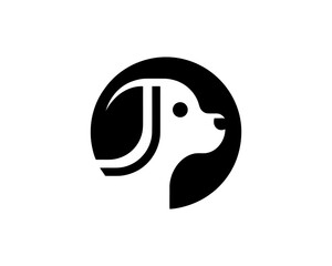 Silhouette Dog Logo Design Template. Black and White Dog Icon Vector Illustration.