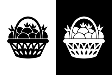 Healthy Food Basket Icon High-Contrast Vector Illustration.