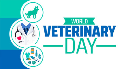 world veterinary day background banner or poster design template. observed every year in  April. Holiday concept. Use to any Template, card, poster, placard, template.