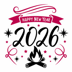 Festive Happy New Year 2026 Badge for