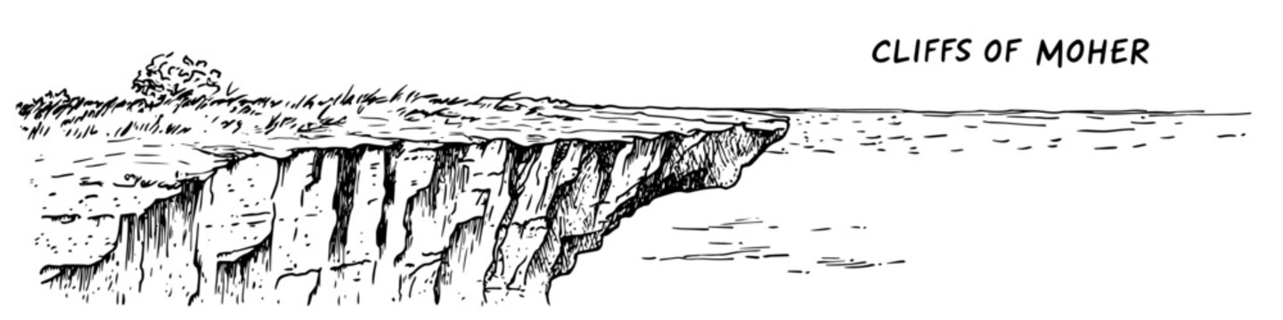 cliffs of moher ireland vector doodle ink sketch