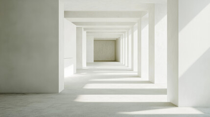 Fototapeta premium A room is white, minimalist, warm tones 