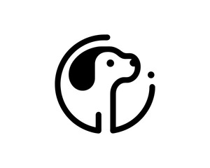 Silhouette Dog Logo Design Template. Black and White Dog Icon Vector Illustration.