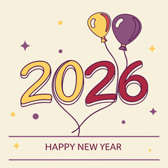 Minimalist Colorful Happy New Year 2026