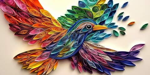 Obraz premium Discover the artistry of paper quilling with this stunning bird design.