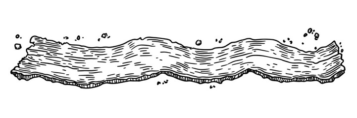 bacon strip hand drawn ink sketch, vector engraving monochrome doodle