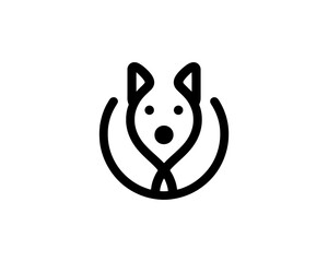 Silhouette Dog Logo Design Template. Black and White Dog Icon Vector Illustration.