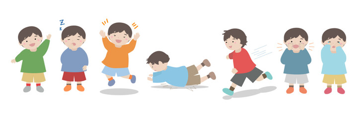 Obraz premium 元気なこどものイラスト（男の子, 女の子, 少年, 少女）