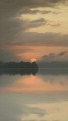 Fototapeta premium Lake landscape sunrise scenery.