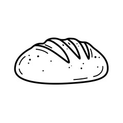 Artisanal Loaf Sketch: A hand-drawn illustration of a freshly baked loaf of bread, showcasing its textured crust and inviting shape, perfect for culinary projects.