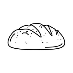 Artisan Loaf Illustration: A simple yet elegant black and white line art depiction of a freshly baked loaf of bread, perfect for culinary themes and food-related designs.
